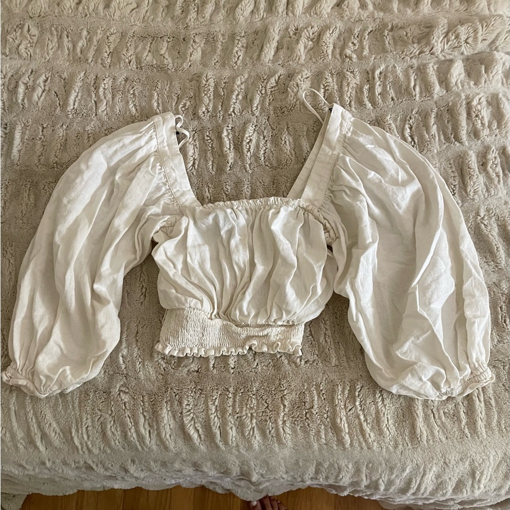 Long Sleeve Cropped White Shirt